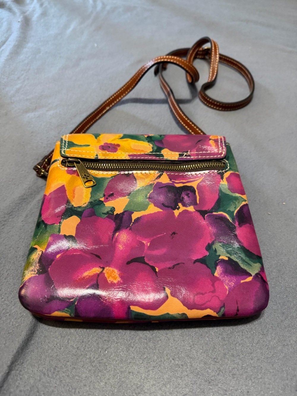 Patricia Nash Leather Blooming Romance Balluri Floral Crossbody Bag Purse - Picture 3 of 12